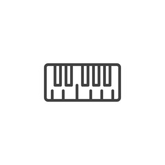 Synthesizer keyboard line icon. linear style sign for mobile concept and web design. Midi piano keyboard outline vector icon. Symbol, logo illustration. Vector graphics