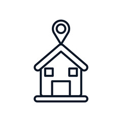Isolated house with gps mark line style icon vector design