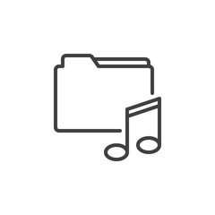 Media folder storage with music note line icon. linear style sign for mobile concept and web design. Music gallery folder outline vector icon. Symbol, logo illustration. Vector graphics
