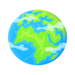 Flat Earth planet clipart. Cute cartoon object. Can be used as global symbol. Ecology concept. Stock vector illustration isolated on white background.