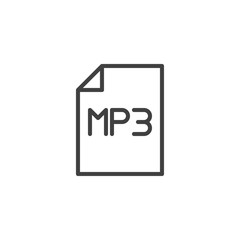 Mp3 music file line icon. linear style sign for mobile concept and web design. mp3 sound file folder outline vector icon. Symbol, logo illustration. Vector graphics