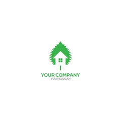 Leaf Home Logo Design Vector