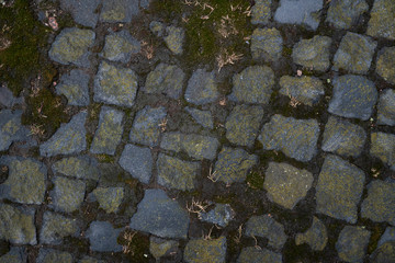 Background image of detailed texture of old paving stones