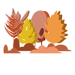 Vector illustration in simple flat style background with plants