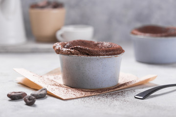 Chocolate Souffle  . French traditional dessert.
