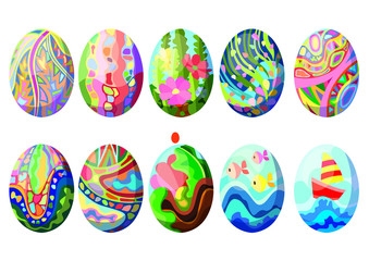 easter egg design colorful on white background illustration vector