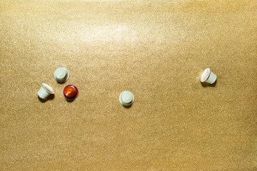 Fresh capsules coffee golden color bright paper