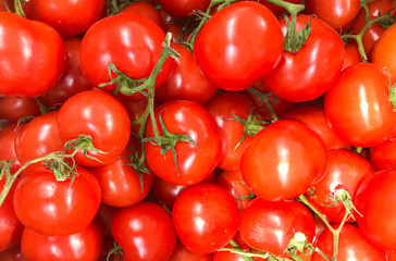 Close-Up Of Fresh Red Tomatoes. Healthy Fresh Food Background.