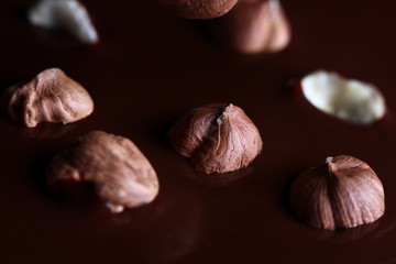 making chocolate with the addition of hazelnuts