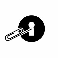 Unlock a door with a paperclip. Vector illustration