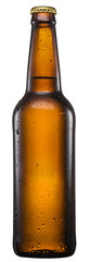Chilled bottle of light beer isolated on a white background. File contains clipping path.