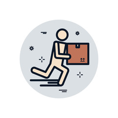 Isolated avatar with delivery box fill block style icon vector design
