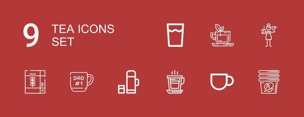 Editable 9 tea icons for web and mobile