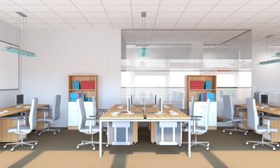 office, interior visualization, 3D illustration
