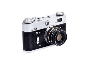 Fototapeta premium Retro film photo camera isolated on white background