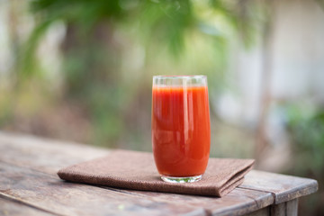 Fresh tomatoes juice in drinking healthy concept.