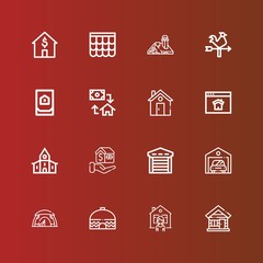 Editable 16 roof icons for web and mobile