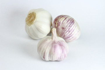 Organic garlic on white background