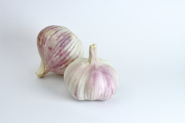 Organic garlic on white background