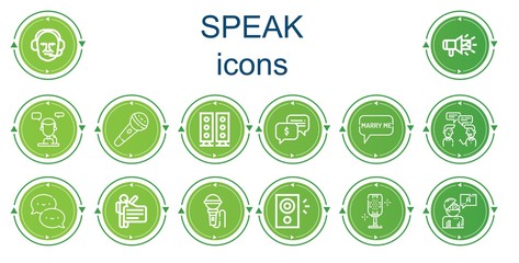 Editable 14 speak icons for web and mobile