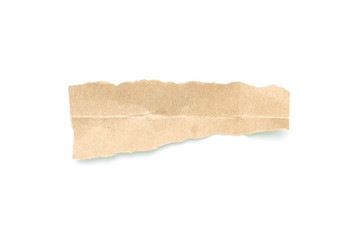 Fototapeta na wymiar Recycled paper craft stick on a white background. Brown paper torn or ripped pieces of paper isolated on white background.