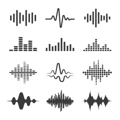 Radio waves vector icon set