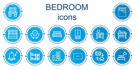 Editable 14 bedroom icons for web and mobile
