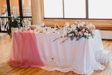 wedding decor in the restaurant and food