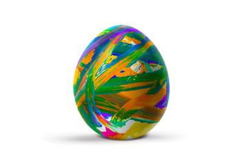 Easter egg isolated on white background. Abstract colorful pattern