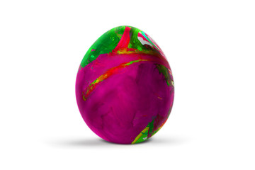 Easter egg isolated on white background. Abstract colorful pattern