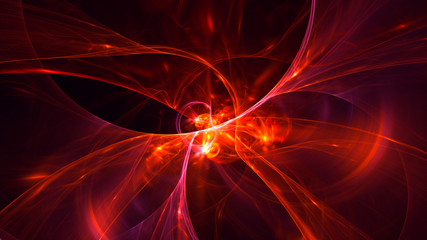 3D rendering abstract red fractal light background