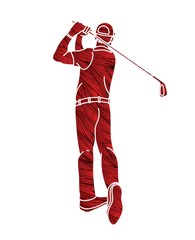 Golf player Golfer action cartoon sport graphic vector.
