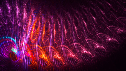 3D rendering abstract red fractal light background