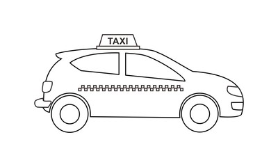 taxi coloring book transportation to educate kids. Learn colors pages
