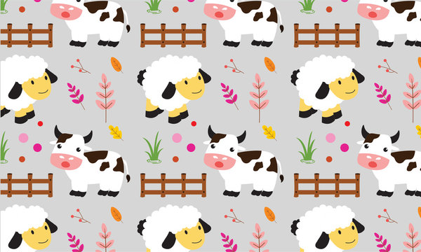 Animal pattern with farm animal logo illustration
