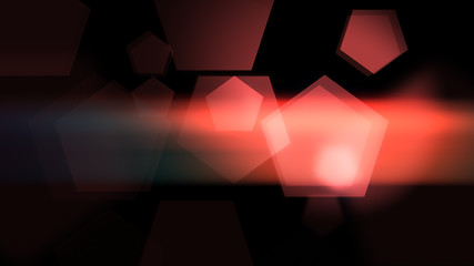 Red abstract pentagons background on the dark.
