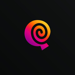 Initial Letter Q with twist element