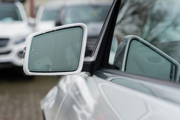 side mirror of a car outside