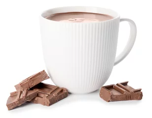 Schilderijen op glas Cup of hot chocolate on white background © Pixel-Shot