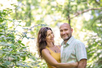 Fototapeta premium Happy mixed race couple laughing and smiling.