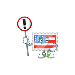 Cartoon character design of independence day stamp rise up a broad