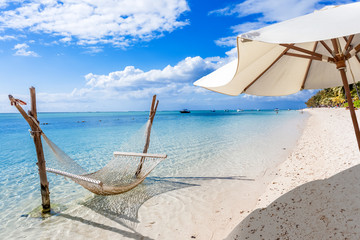 hammock on the beach of Morne Brabant, Mauritius 