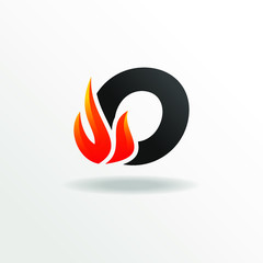 Initial Letter O with Fire Element Logo Design
