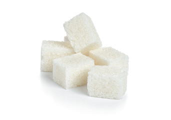 pieces of sugar on white