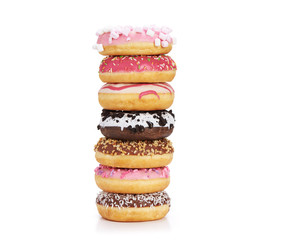 Stack of donuts isolated on white