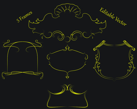 Set of editable vector, decorative frames