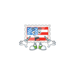 cartoon character design of independence day stamp with a surprised gesture