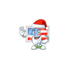 A lovely Santa independence day stamp mascot picture style with ok finger