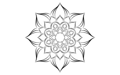 Circle pattern petal flower of mandala with black and white,Vector floral mandala relaxation patterns unique design with white background,Hand drawn pattern,concept meditation and relax