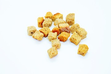 Dry rye crackers located on a white background
